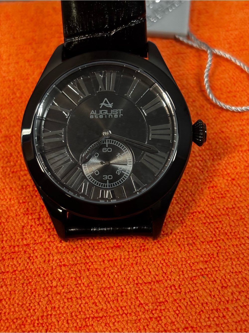 August Steiner Black Dial Men's Watch with Subdial